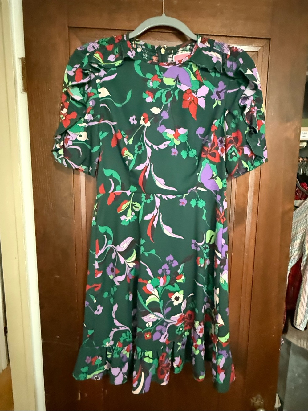 kate spade new york ruffled floral print crepe mini dress Size 2